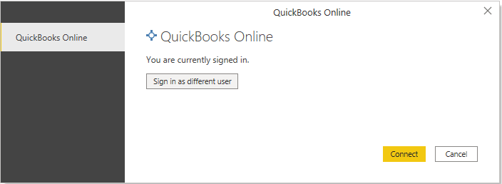 Connected to your QuickBooks Account - QuickBooks Power BI